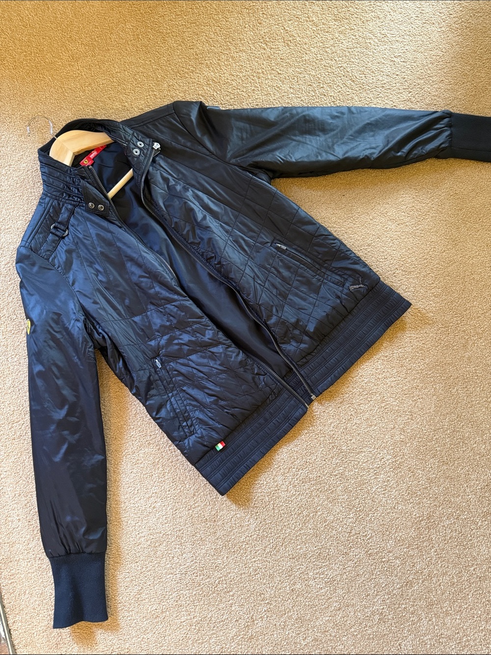 Puma Ferrari Black Quilted Bomber Jacket